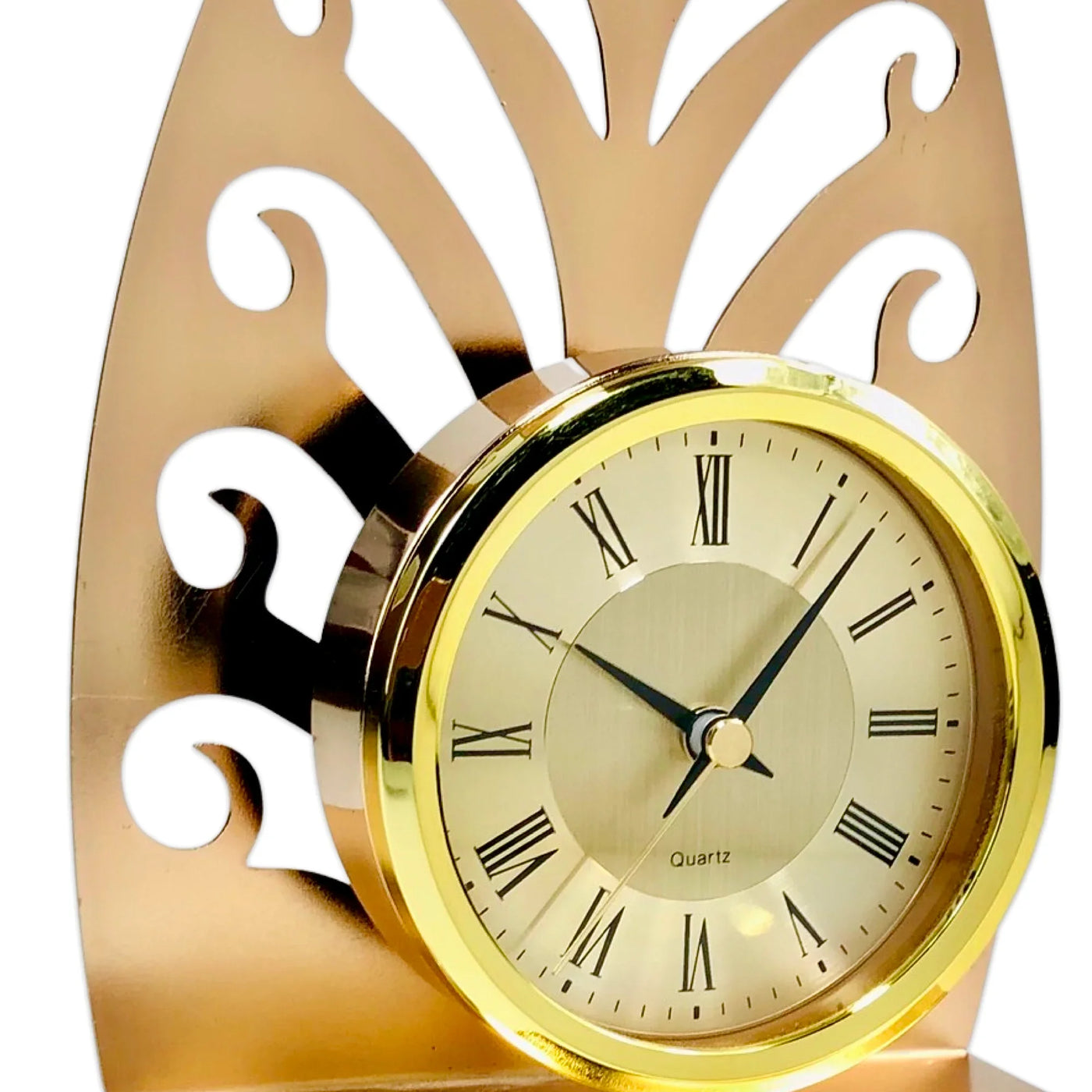 Metallic Golden Leaf Table Clock